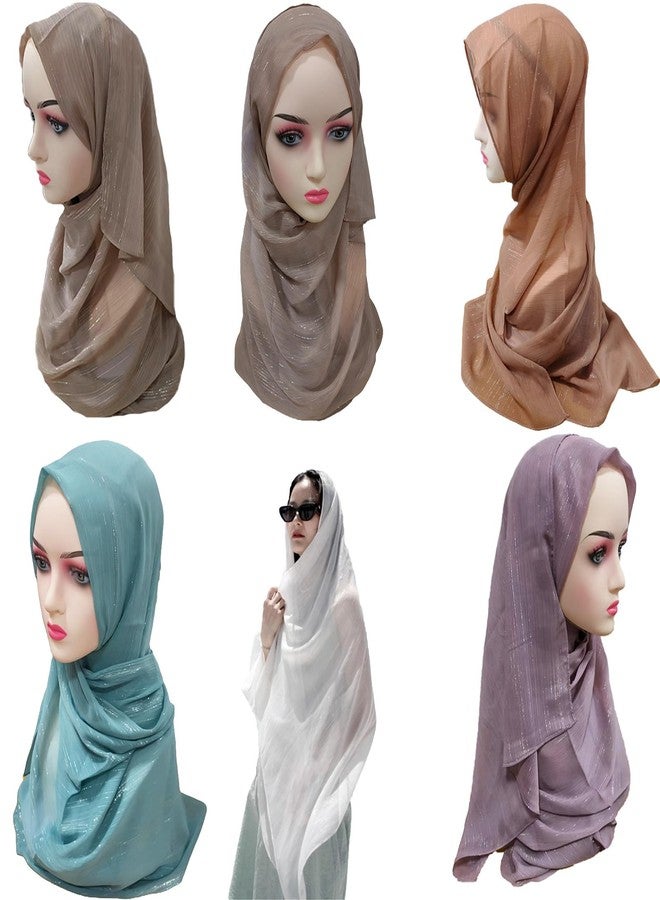 HURESON Women Hijab Chiffon Head Scarf Lightweight Shimmer Scarves Crepe Wedding Shawls and Wraps for Evening Dresses Shiny (Black) - Image 4